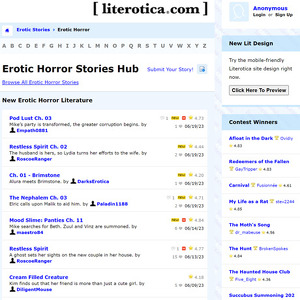 Literotica Horror - Literotica has one of the best collections of erotic literature you'll ever find. Their horror po...