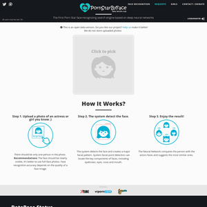 PornstarByFace - PornstarByFace.com! Pornstar By Face is a website with a primary program that shows you pornstars...