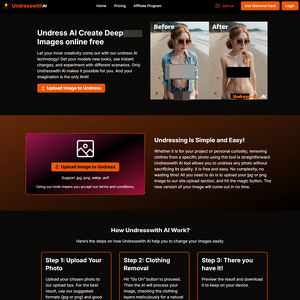 UndressWith AI - UndressWith.AI tells you right in the name what you can do with the site, and it's fast, easy, an...