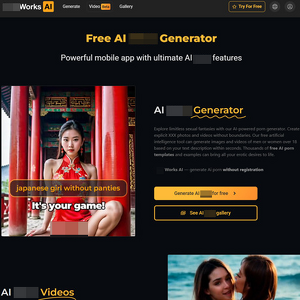 PornWorks AI - PornWorks.com is a multi-function AI porn machine that can undress photos, swap faces, and even g...